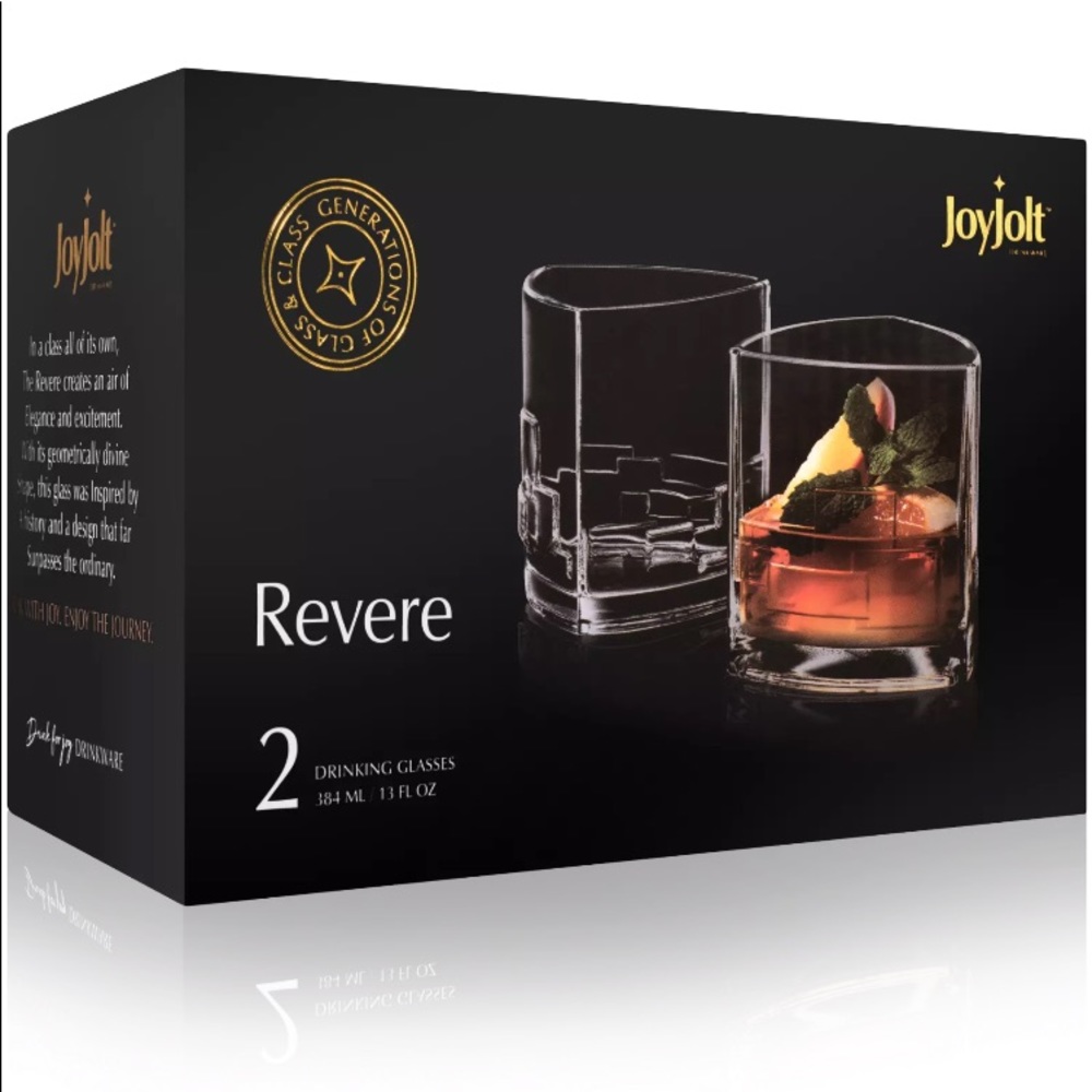 JoyJolt Revere Drinking Glass, 13 Oz Set